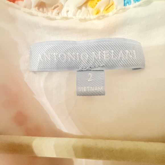 ANTONIO MELANI Dress Maxi Embroidered Eyelet Tiered  Size 2 Cotton Lined - Picture 2 of 8